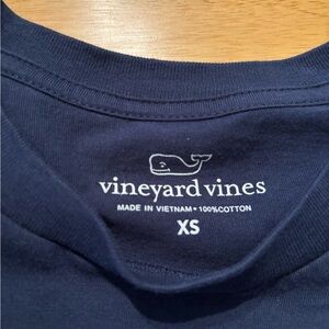 Vineyard Vines Navy Tee with White Whale Neck Print